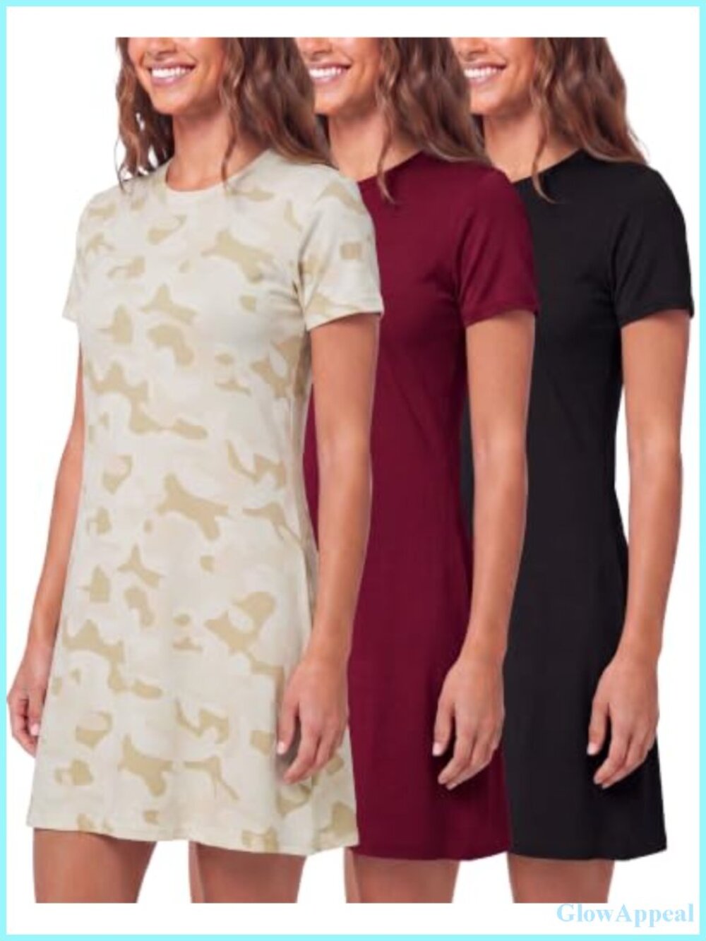 3 Pack Women's Short Sleeve T-Shirt Dresses with Pockets